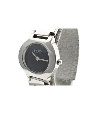 Fendi Orologi Quartz Watch Black Dial FF Logo Bracelet Stainless Steel